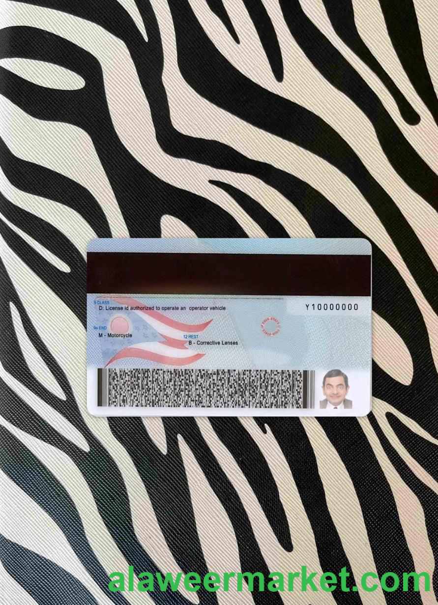 USA Ohio driving license under 21 photolook BACK